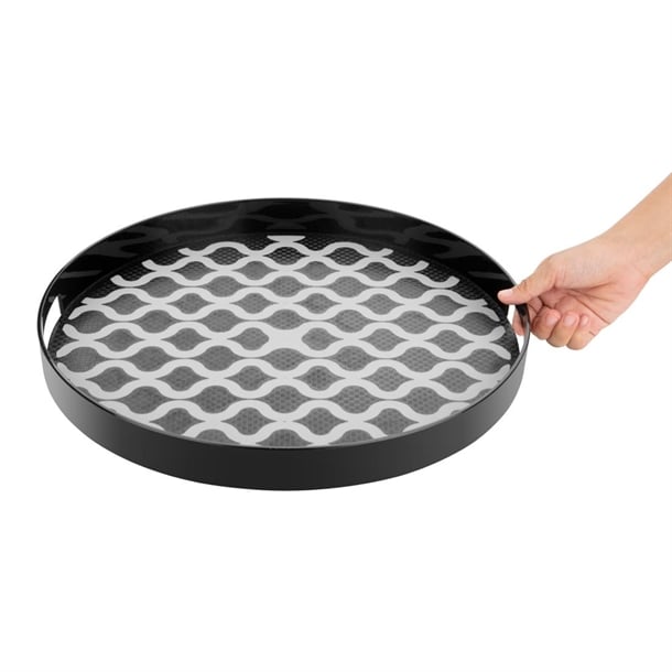 Olympia Kristallon PC Round Non Slip Tray With Handles 405mm dp666