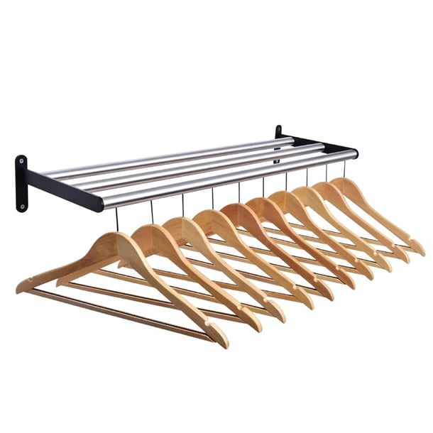Wall Fixing Coat Rack with 10 Wooden Hangers dp713