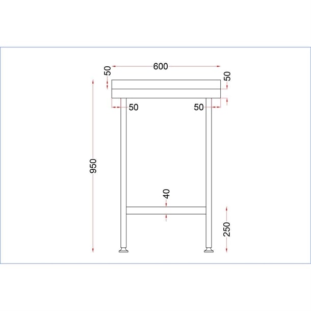Vogue Stainless Steel Wall Table with Upstand 650(D)mm p_dr029