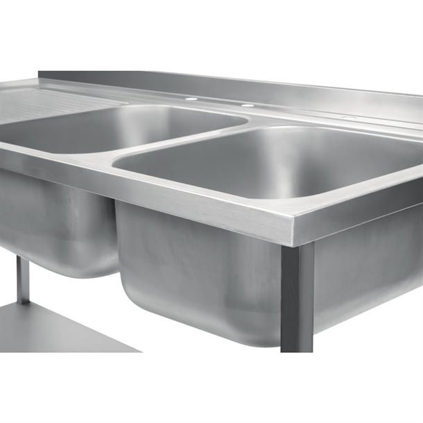 Vogue Fully Assembled Stainless Steel Sink Left Hand Drainer 1800mm dr395
