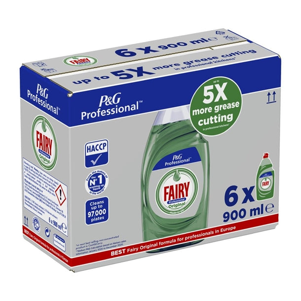 Fairy Professional Concentrated Washing Up Liquid Original 900ml (6 Pack) dx556