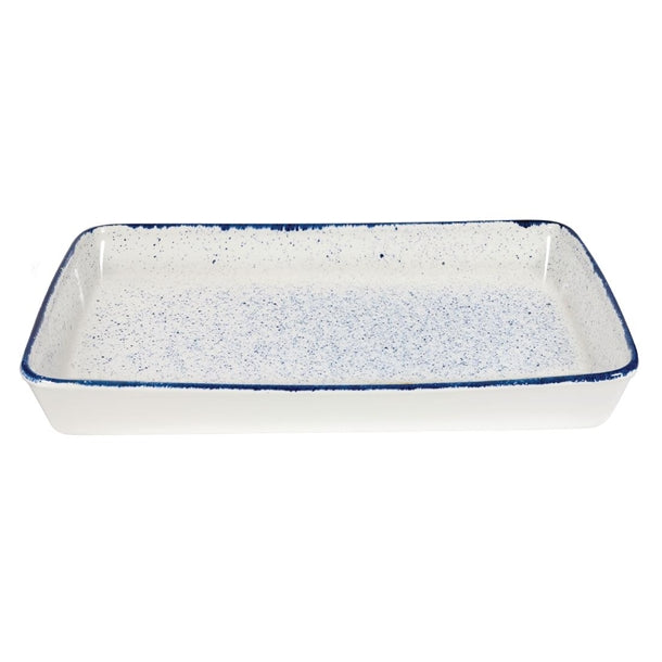 Churchill Stonecast Hints Rectangular Baking Dishes Indigo Blue 325 x 530mm (2 Pack) dy208