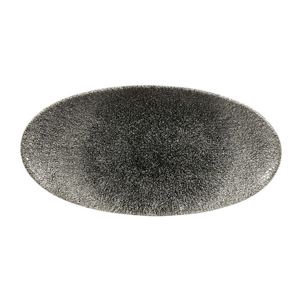 Churchill Studio Prints Raku Oval Plates Quartz Black 299mm (12 Pack) dy212