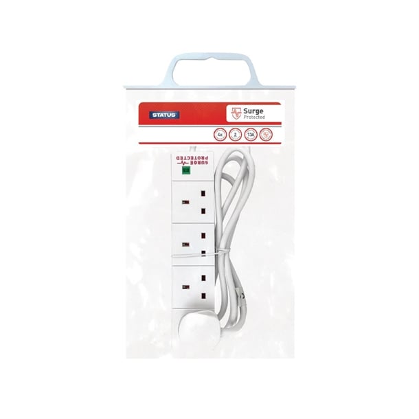 Status 4 Way Surge Protected Extension Socket White 2m dz474