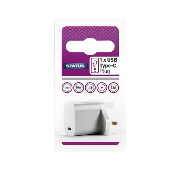 Status 1 Port USB-C Power Adapter White dz478