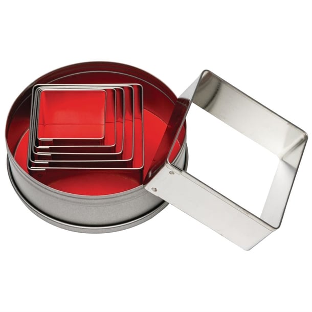 Vogue Square Plain Pastry Cutter Set (6 Pack) e017