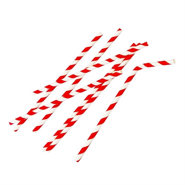 Fiesta Compostable Bendy Paper Straws Red Stripes (250 Pack) fb142