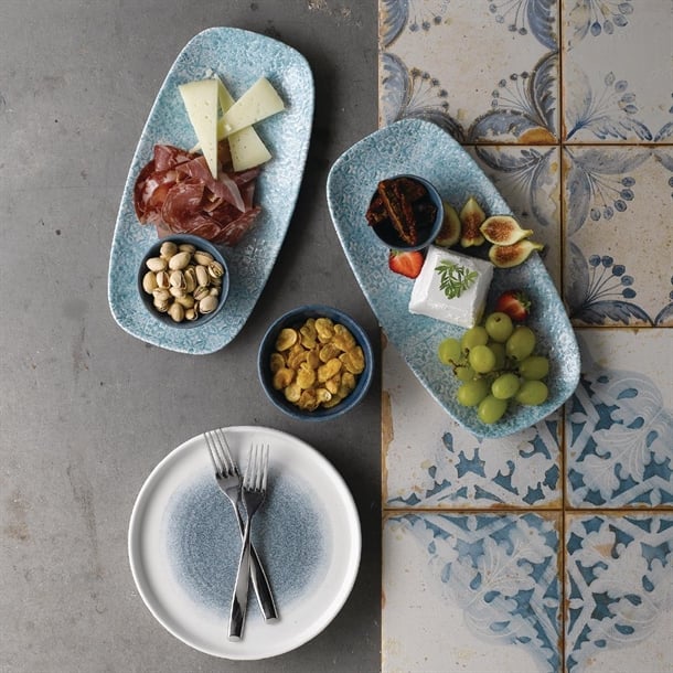 Churchill Med Tiles Oblong Plates Aquamarine 352x187mm (6 Pack) fd899