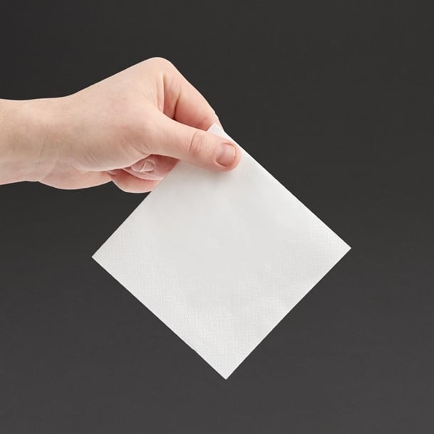 Fiesta Recyclable Cocktail Napkin White 24x24cm 2ply 1/4 Fold (4000 Pack) fe216