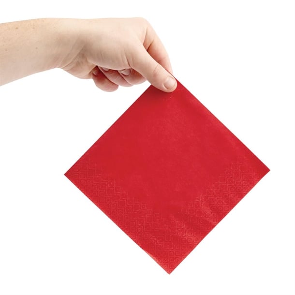 Fiesta Recyclable Lunch Napkin Red 33x33cm 2ply 1/4 Fold (2000 Pack) fe222