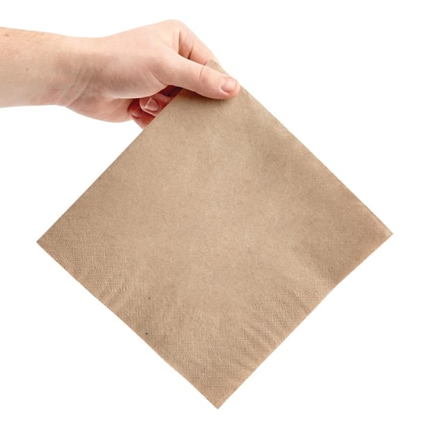 Fiesta Recyclable Recycled Dinner Napkin Kraft 40x40cm 2ply 1/4 Fold (2000 Pack) fe242