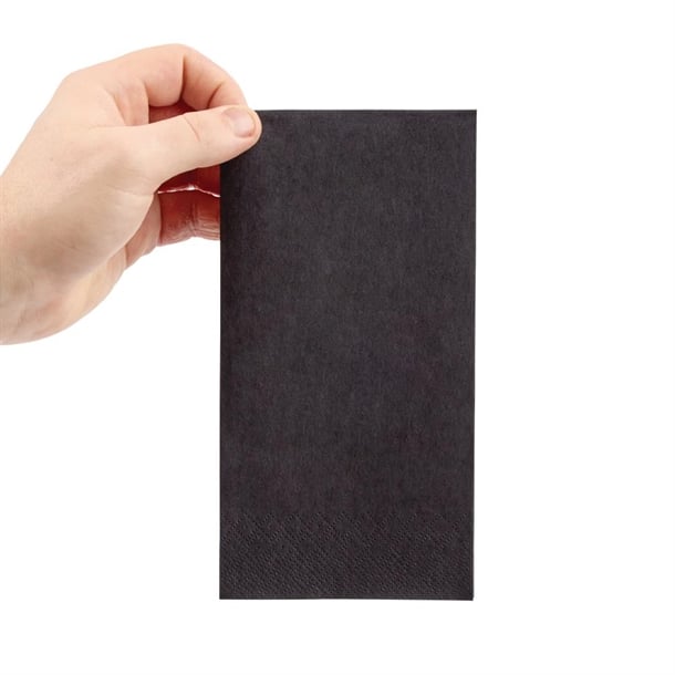 Fiesta Recyclable Dinner Napkin Black 40x40cm 2ply 1/8 Fold (2000 Pack) fe249