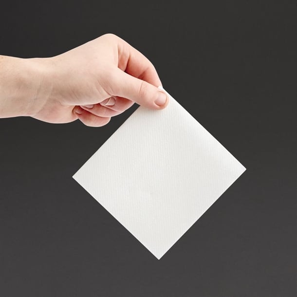 Fiesta Recyclable Premium Tablin Cocktail Napkin White 24x24cm Airlaid 1/4 Fold (2400 Pack) fe262