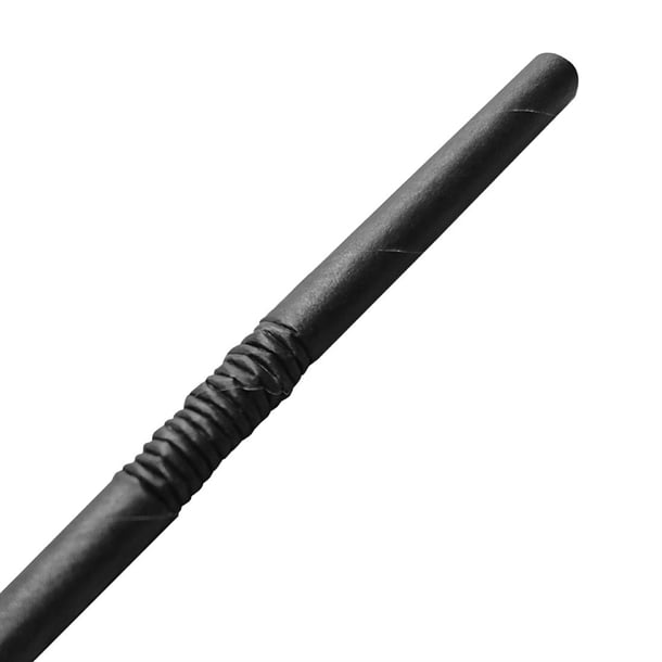 Fiesta Compostable Individually Wrapped Bendy Paper Straws Black (250 Pack) fp444