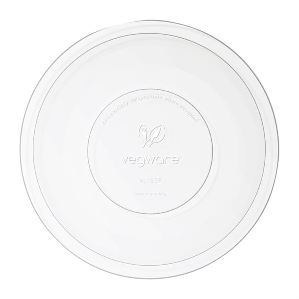 Vegware 185-Series Compostable Bon Appetit Wide Bowl PLA Flat Lid (300 Pack) fs182