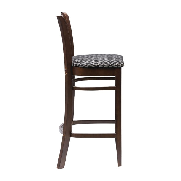 Manhattan Dark Walnut Bar Chair with Black Diamond Padded Seat ft431