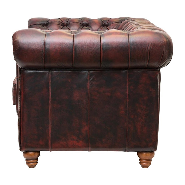 Chesterfield Leather Two-Seater Sofa Antique Red ft438