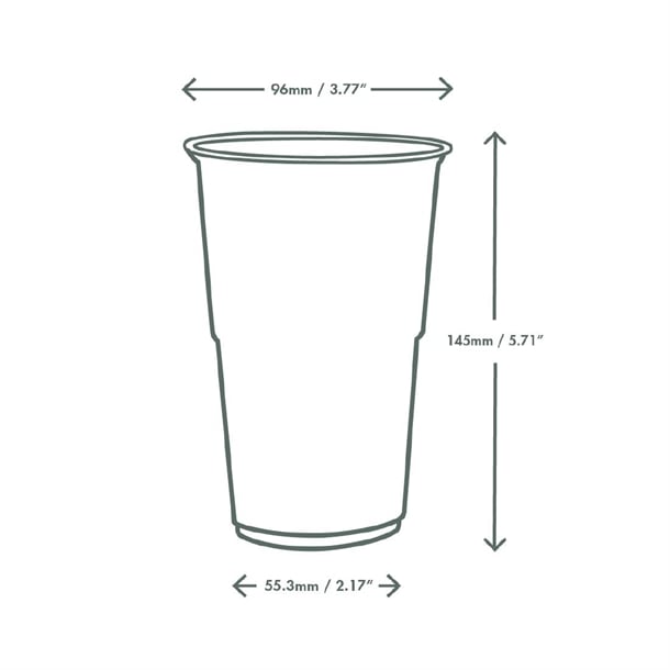 Vegware PLA Pint to Brim Cup UKCA/UKNI/CE-marked 96-Series (1000 Pack) fu456