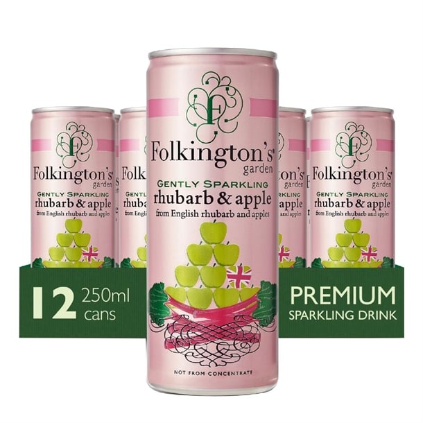 Folkington's Sparkling Drinks Rhubarb & Apple Can 250ml (12 Pack) fu469