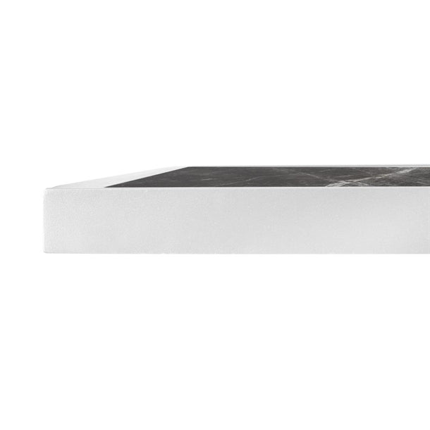 Bolero Dark Granite Effect Outdoor Tempered Glass Table Top White Trim 700mm fu516