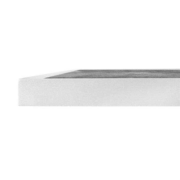 Bolero Dark Stone Effect Outdoor Tempered Glass Table Top White Trim - 700mm fu517