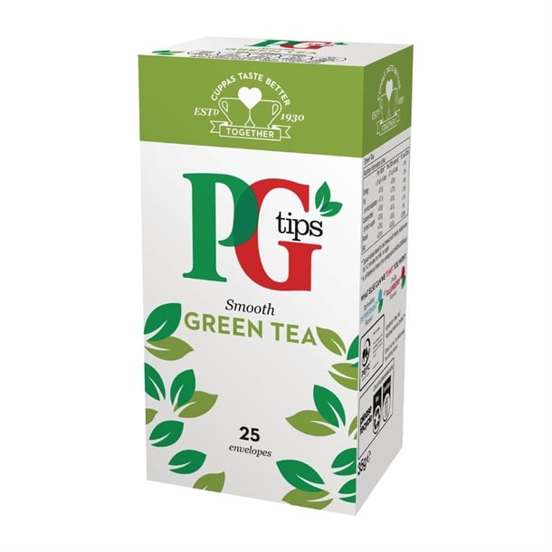 PG Tips Green Tea Enveloped Tea Bags (25 Pack) fw828