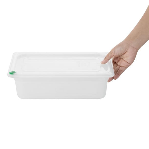 Hygiplas Click PP GN Container 1/3 with Lid & 7 Colour Clips 100mm 3.6Ltr (4 Pack) fz092