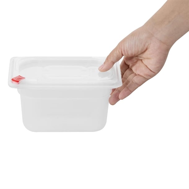 Hygiplas Click PP GN Container 1/9 with Lid & 7 Colour Clips 100mm 0.85Ltr (4 Pack) fz099