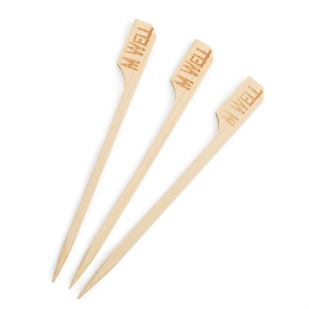 Biodegradable Bamboo Steak Markers Medium Well (100 Pack) ge898