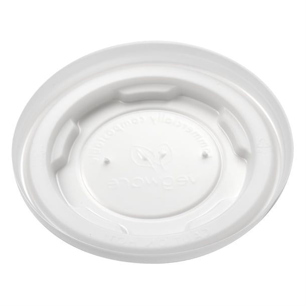 Vegware Compostable Hot Food Pot Flat Lids 170ml / 6oz and 230ml / 8oz gh166
