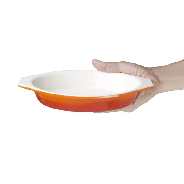 Vogue Oval Cast Iron Gratin Dish Orange 650ml gh318