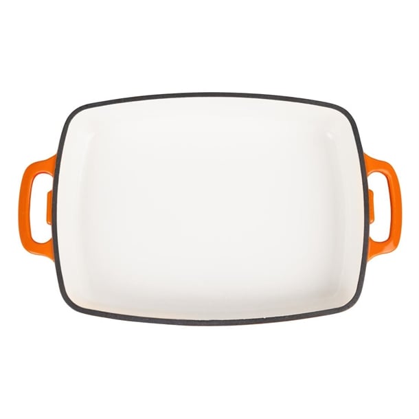 Vogue Rectangular Cast Iron Dish Orange 2.8Ltr gh322