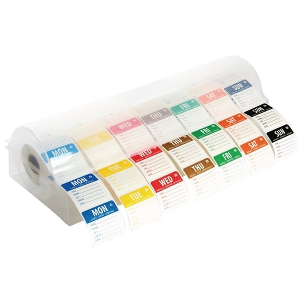 Hygiplas Dissolvable Colour Coded Food Labels with 2" Dispenser gh475