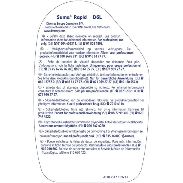 Suma Rapid D6L Glass and Stainless Steel Cleaner Ready To Use 750ml gh499