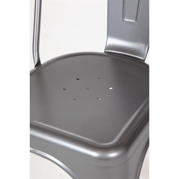 Bolero Bistro Steel Side Chairs Gun Metal Grey (4 Pack) gl329