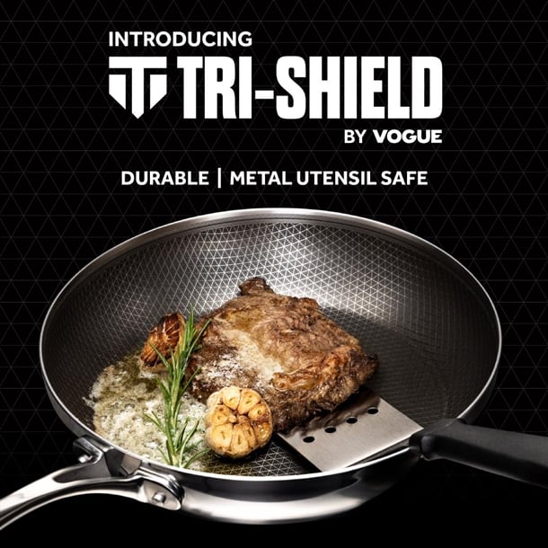 Vogue Tri-Shield Stainless Steel Frying Pan with Clad Coating 28cm gp189