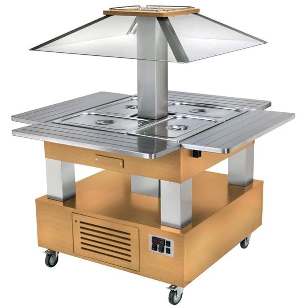 Roller Grill Heated Salad Bar Square Light Wood gp308
