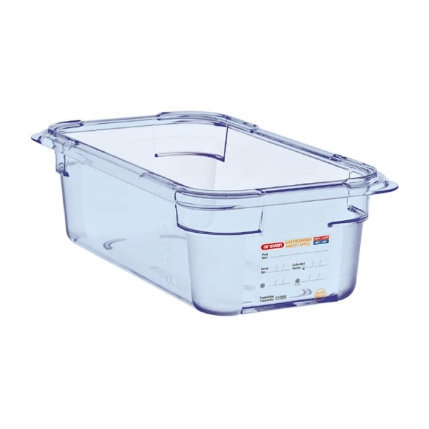 Araven ABS Food Storage Container Blue GN 1/4 100mm gp575