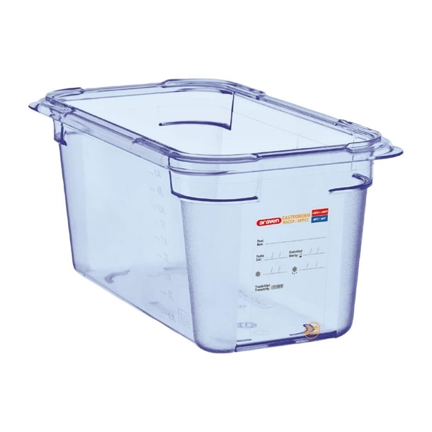 Araven ABS Food Storage Container Blue GN 1/4 150mm gp576