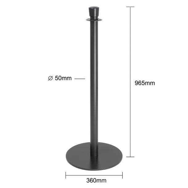 Bolero Flat Base Barrier Posts Black (2 Pack) gp638