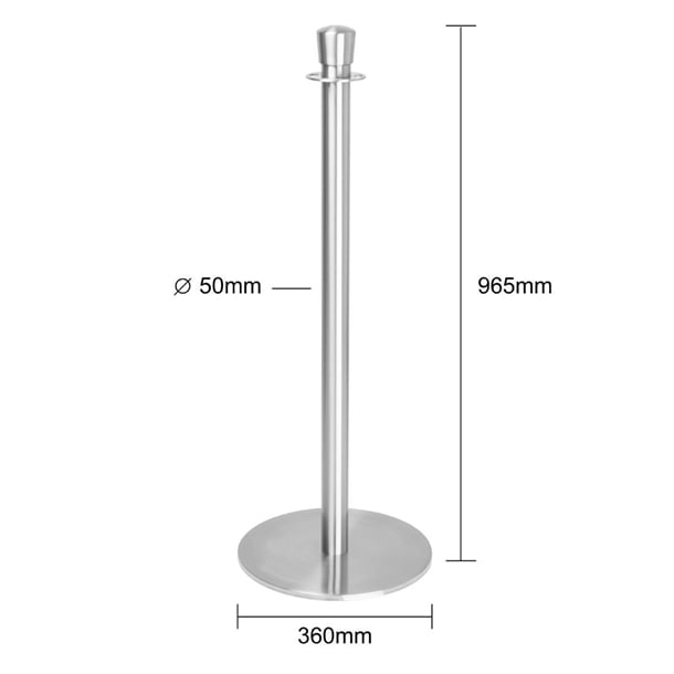 Bolero Flat Base Barrier Posts Brushed Stainless Steel (2 Pack) gp639