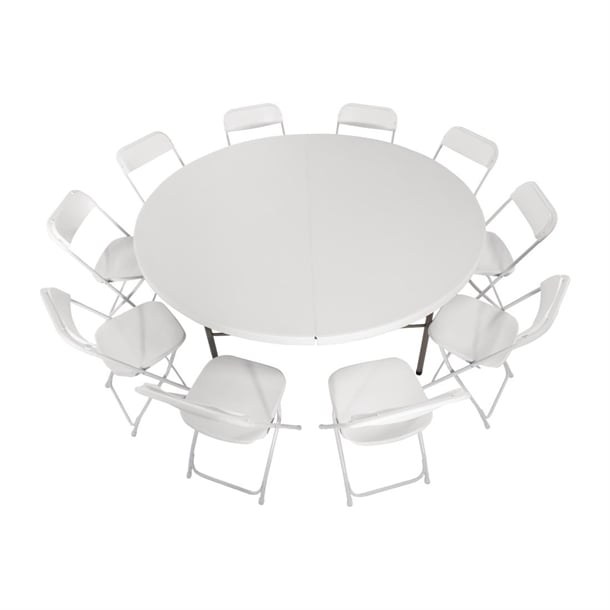 Bolero Round PE Centre Folding Table White 6ft hc270
