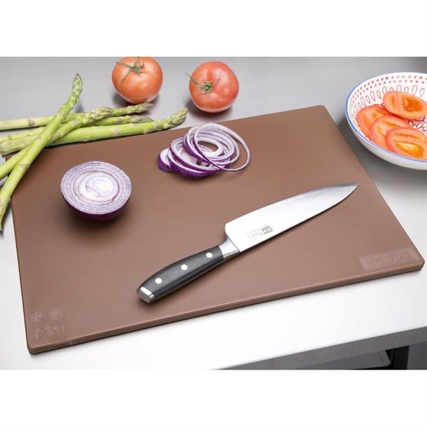 Hygiplas Low Density Antibacterial Chopping Board Brown 450x300x10mm hc857