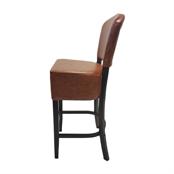 Hanoi Bar Chair in Dark Walnut with Bison Tan Vinyl hp774