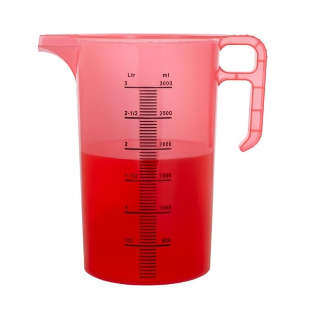 Pro-Measures Polypropylene Measuring Jug Red 3Ltr hp861