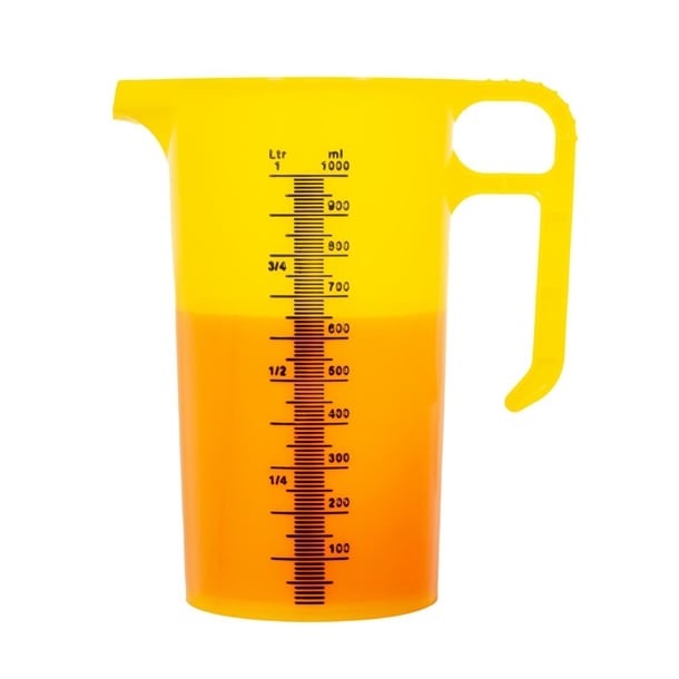 Pro-Measures Polypropylene Measuring Jug Yellow 1Ltr hp869