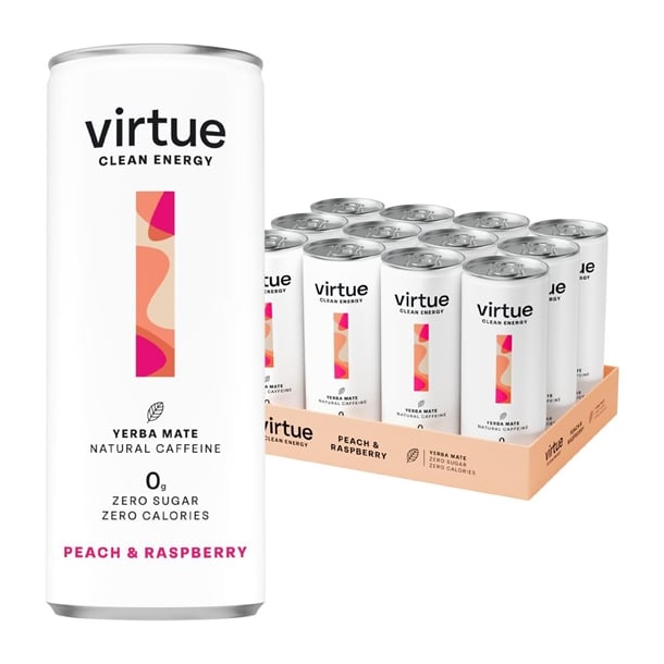 Virtue Yerba Mate - Peach and Raspberry 250ml (12 Pack) hs865