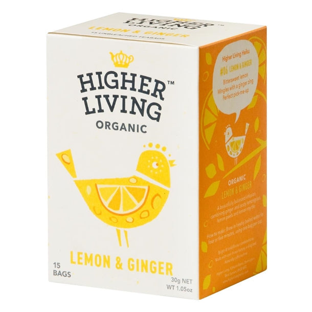 Higher Living Lemon & Ginger Organic Teabags (60 Pack) ht794
