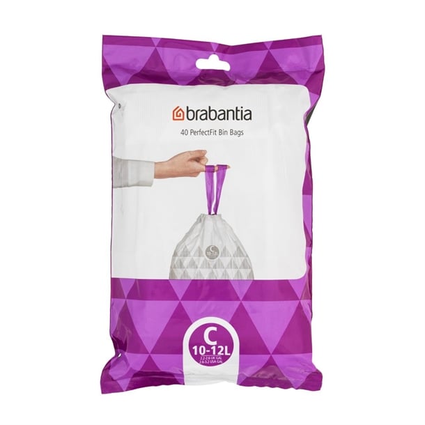 Brabantia PerfectFit Bin Bags, Code C, 10-12Ltr (40 Pack) hu178