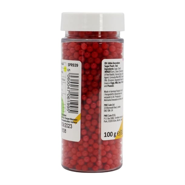 PME Sugar Pearls 100g - Red hu209